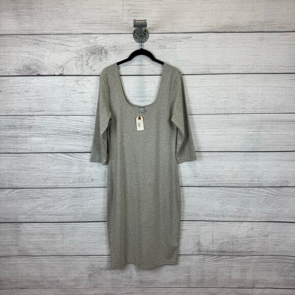 Bobi Los Angeles Women's Gray Soft 3/4 Sleeve Basic Dress Size XL - Picture 1 of 8
